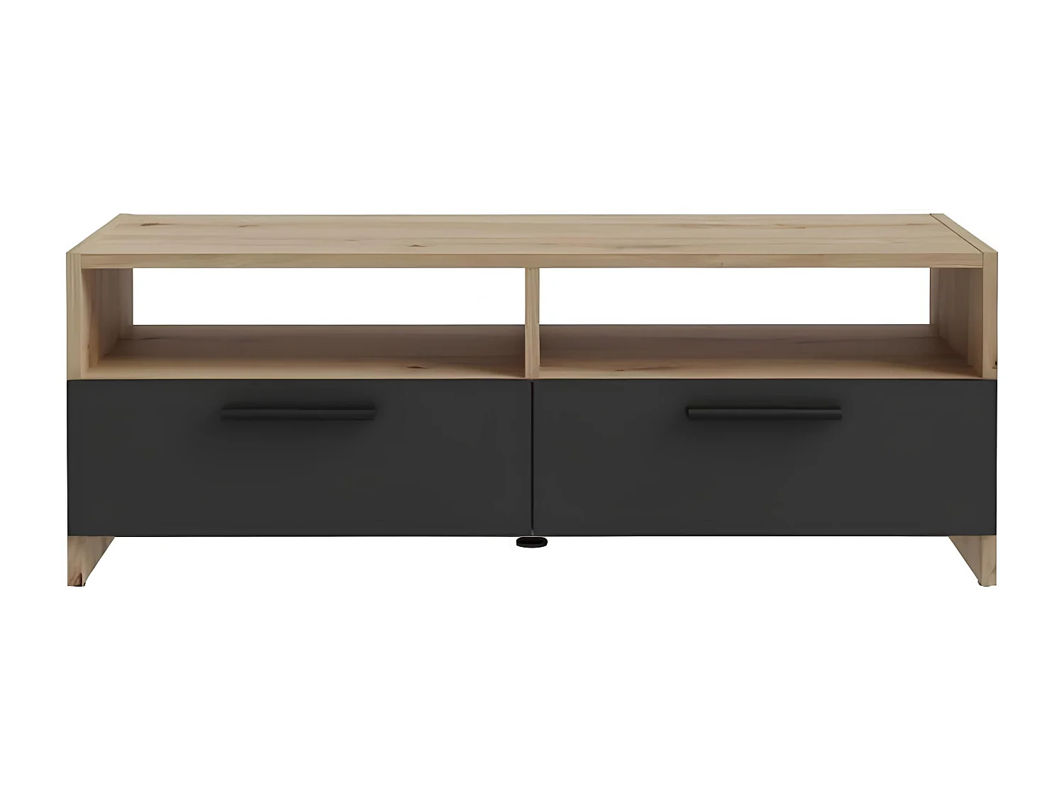Mueble TV roble y negro - 2 solapas + 2 nichos - 95 x 36 x 34,5 cm