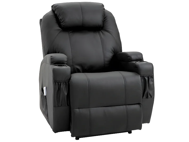 Fauteuil de relaxation électrique massant CHARLOTTE Noir