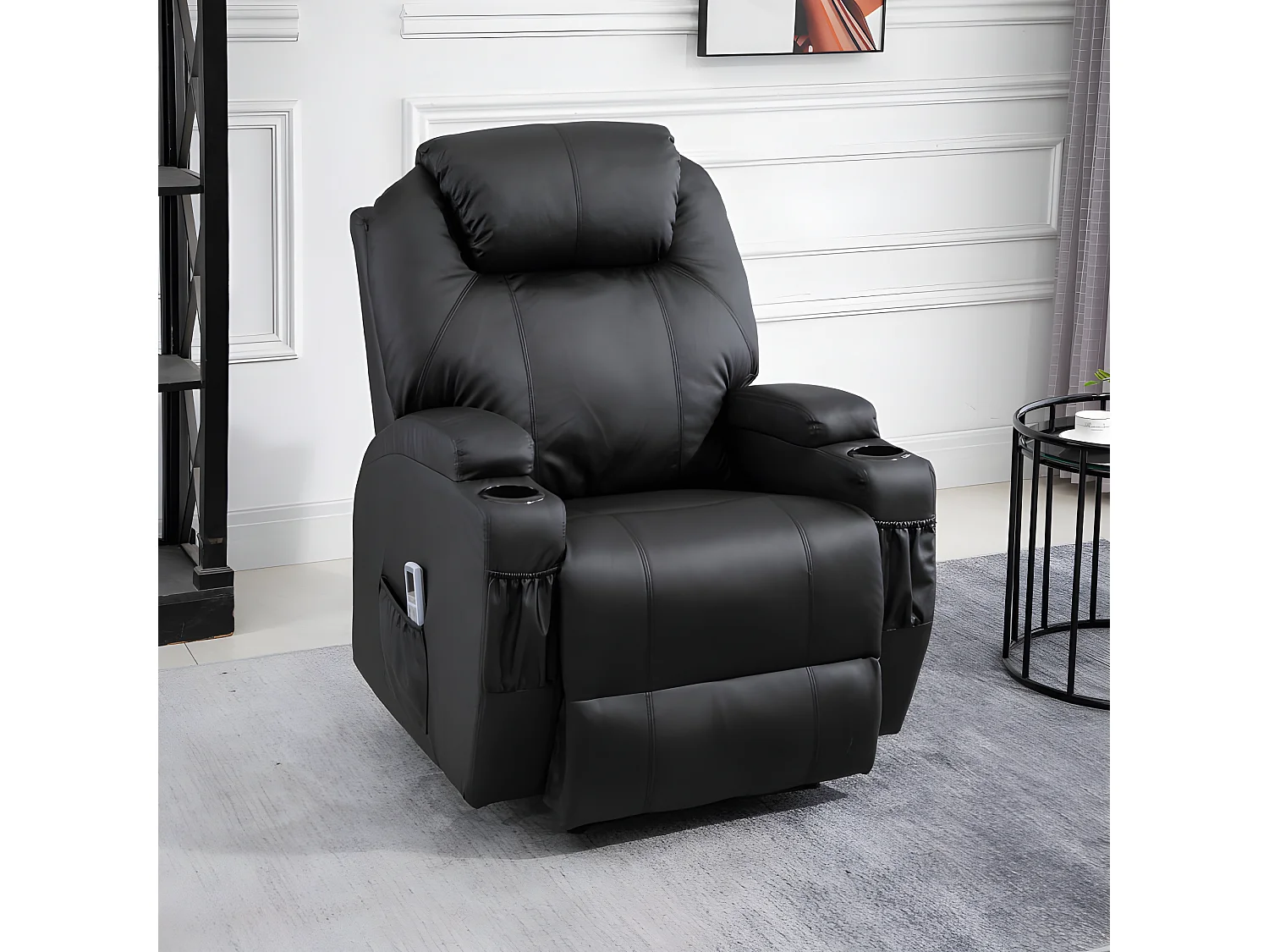 Fauteuil de relaxation électrique massant CHARLOTTE Noir