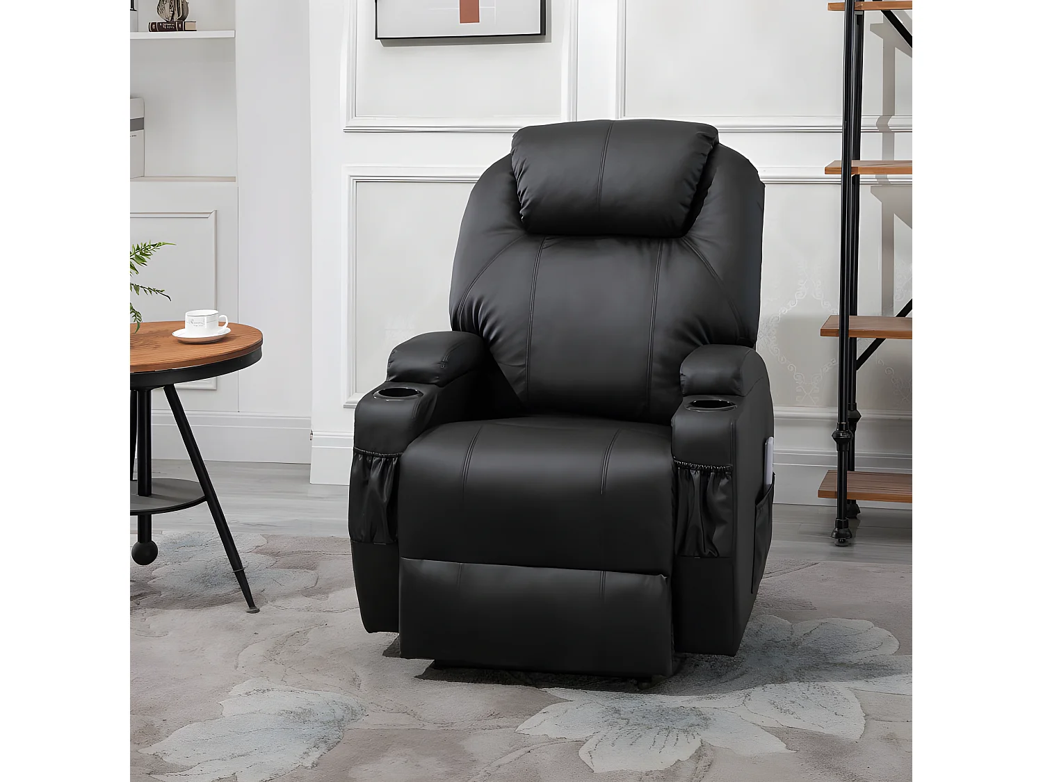 Fauteuil de relaxation électrique massant CHARLOTTE Noir