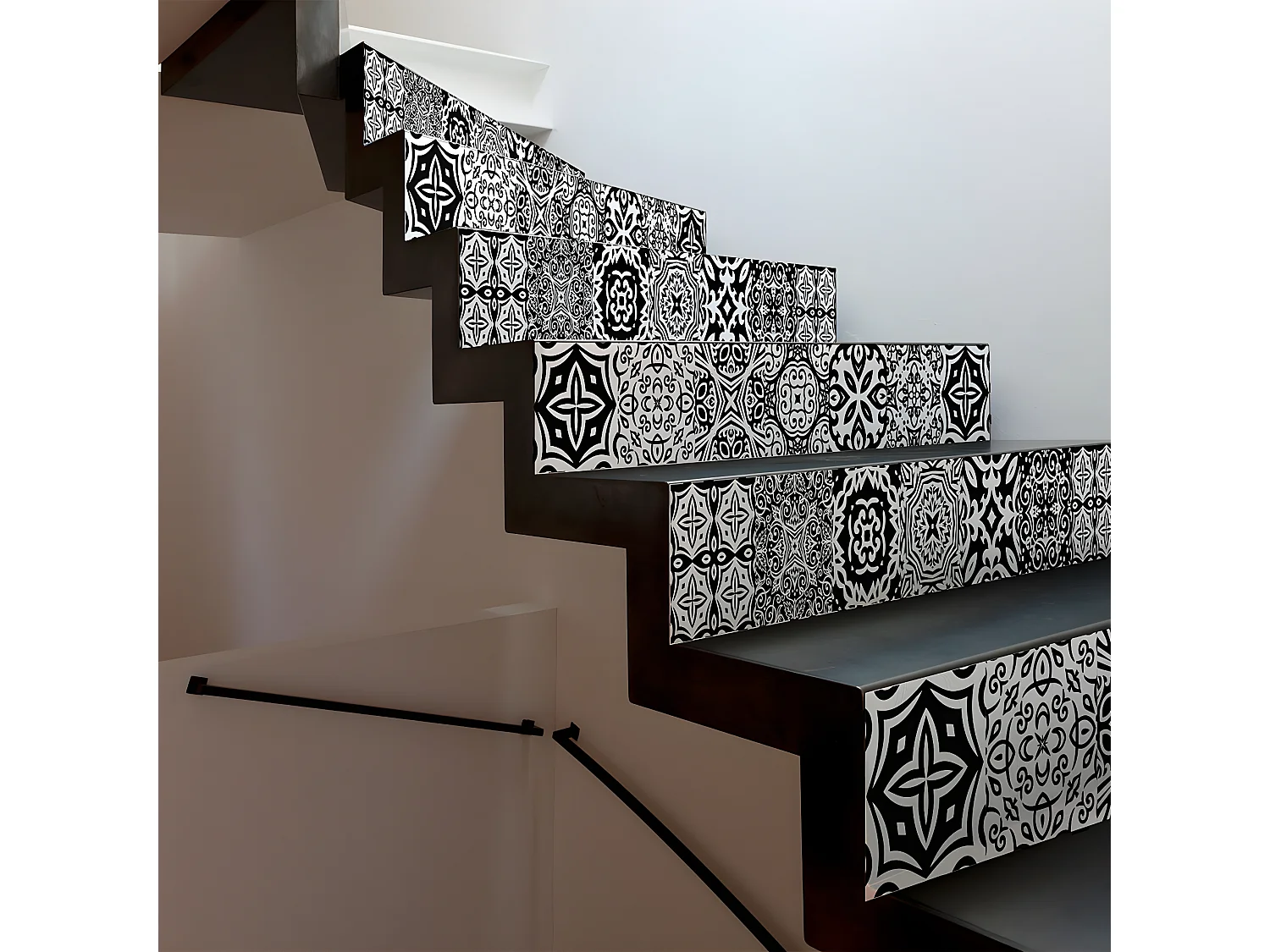 Stickers adhésifs escalier carrelages contremarche - LIANA - 2 bandes de 16.5x115.5cm