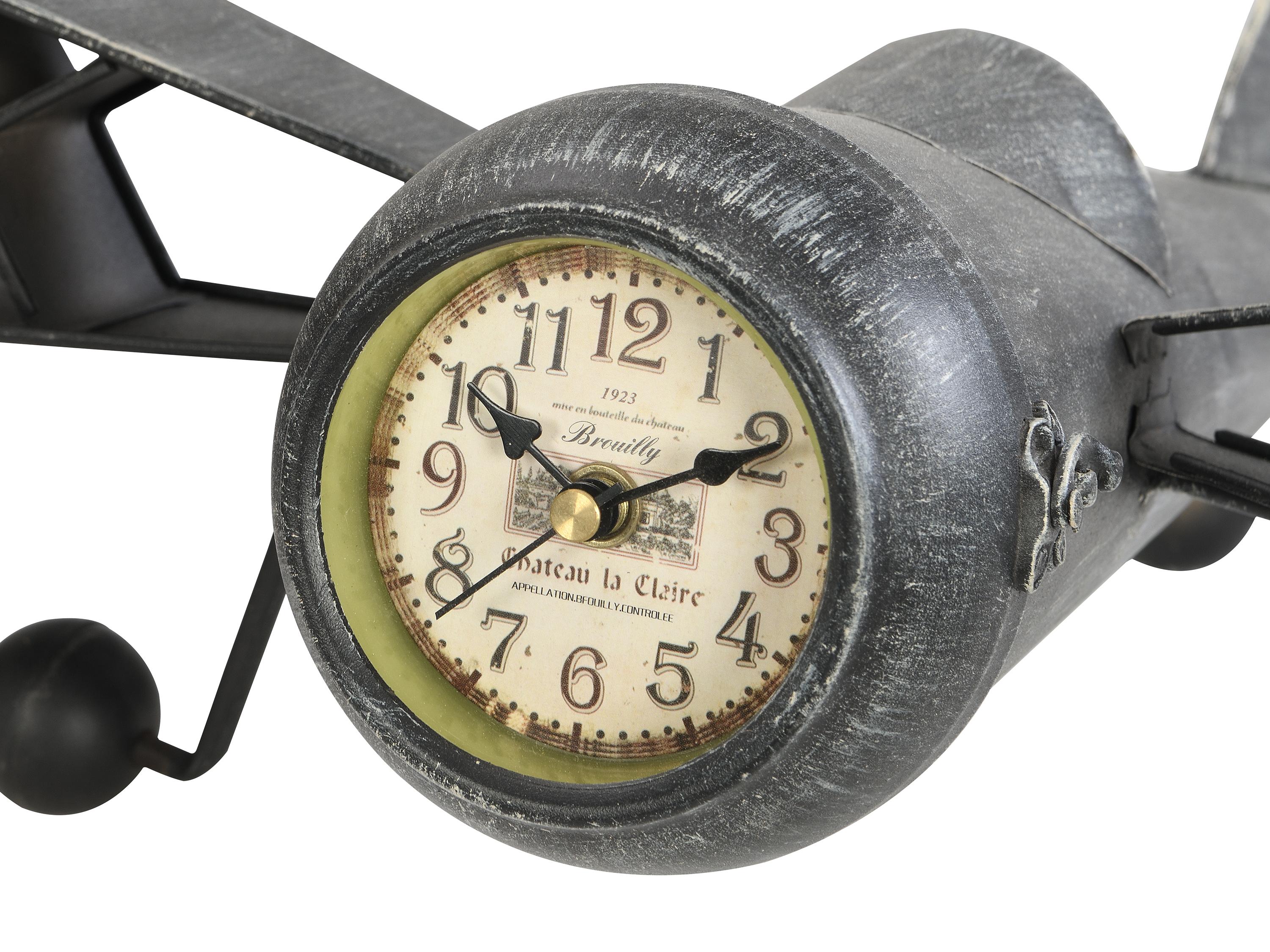 Reloj de avion vintage para colocar Metal L. 44.5 x An. 39.5 x Al. 20 cm Gris KYOTO