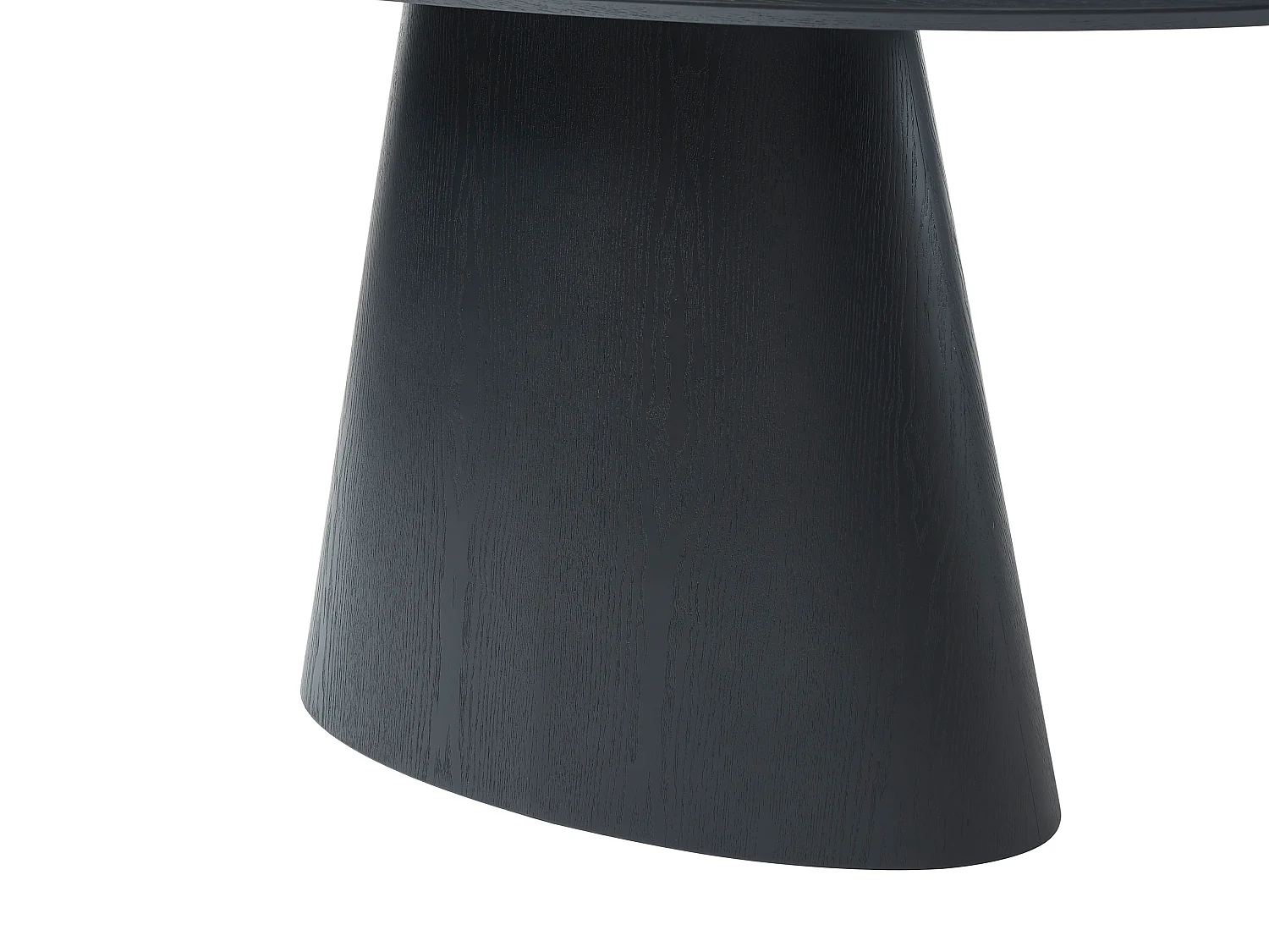 Table à manger 6 personnes placage frêne - Noir - ANTELADA