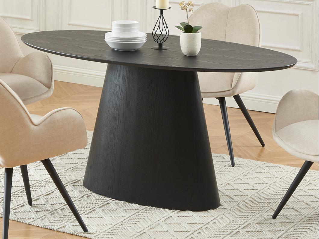 Mesa de comedor 6 cubiertos de MDF - Negro - ANTELADA