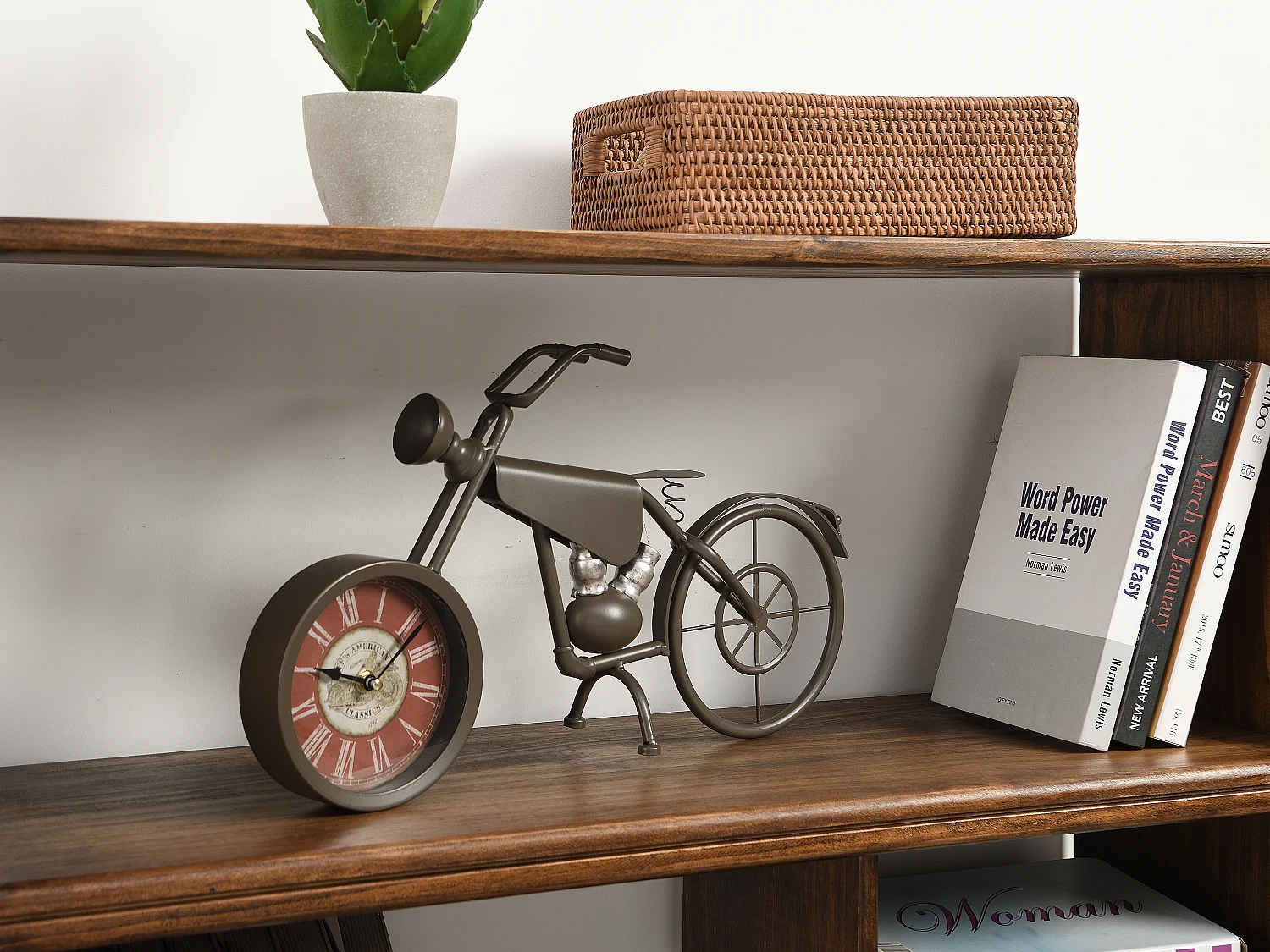 Zegar stojący motocykl vintage - Metal - dł. 51 x szer. 8,5 x wys. 26 cm - Brązowy - SAVANNAH
