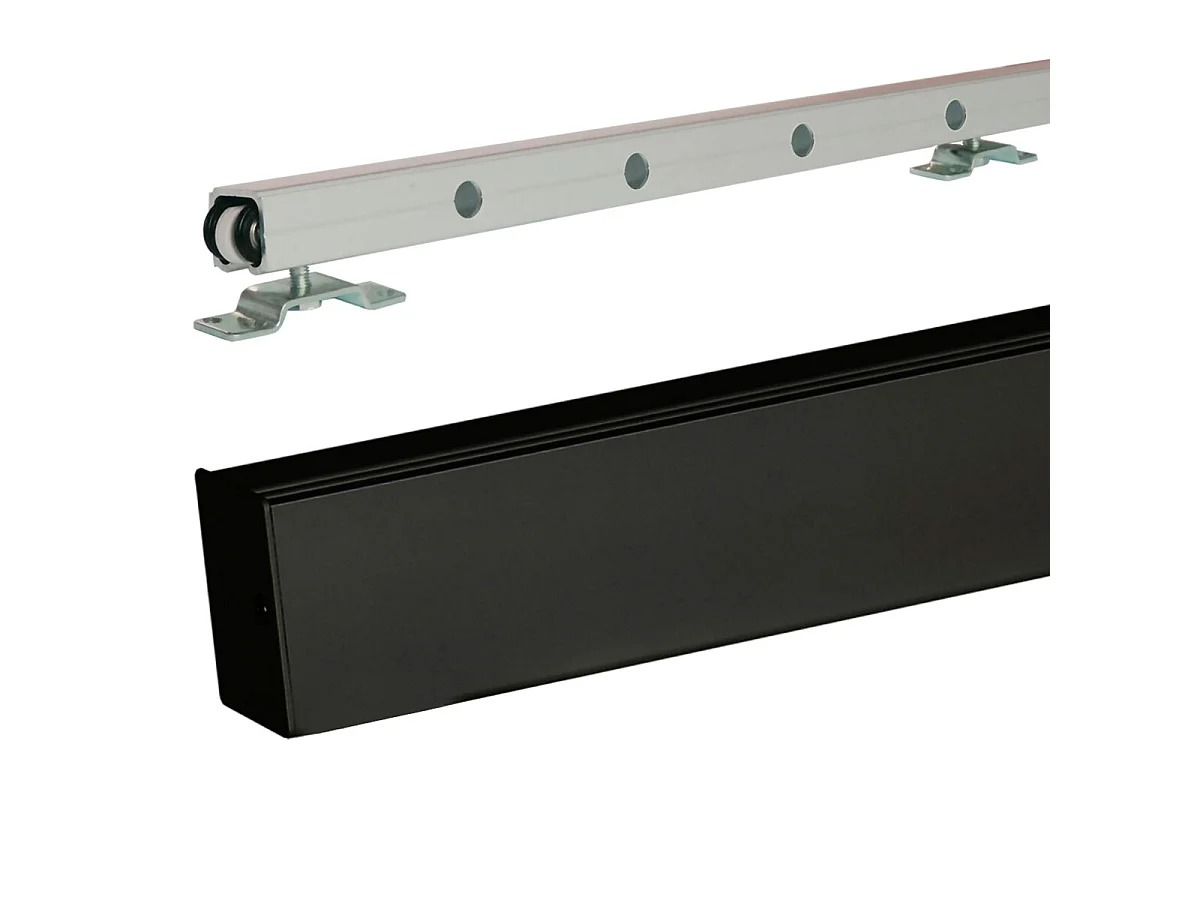 Porta scorrevole Tana bianca con vetro H204 x L73 cm, binario in alluminio con fascia nera Gd Menuiseries