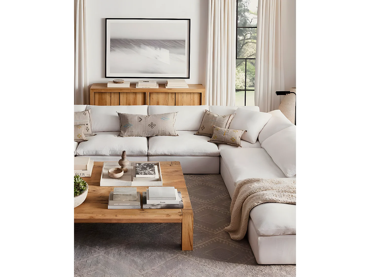 Cloud - Canapé d'angle modulable en lin blanc