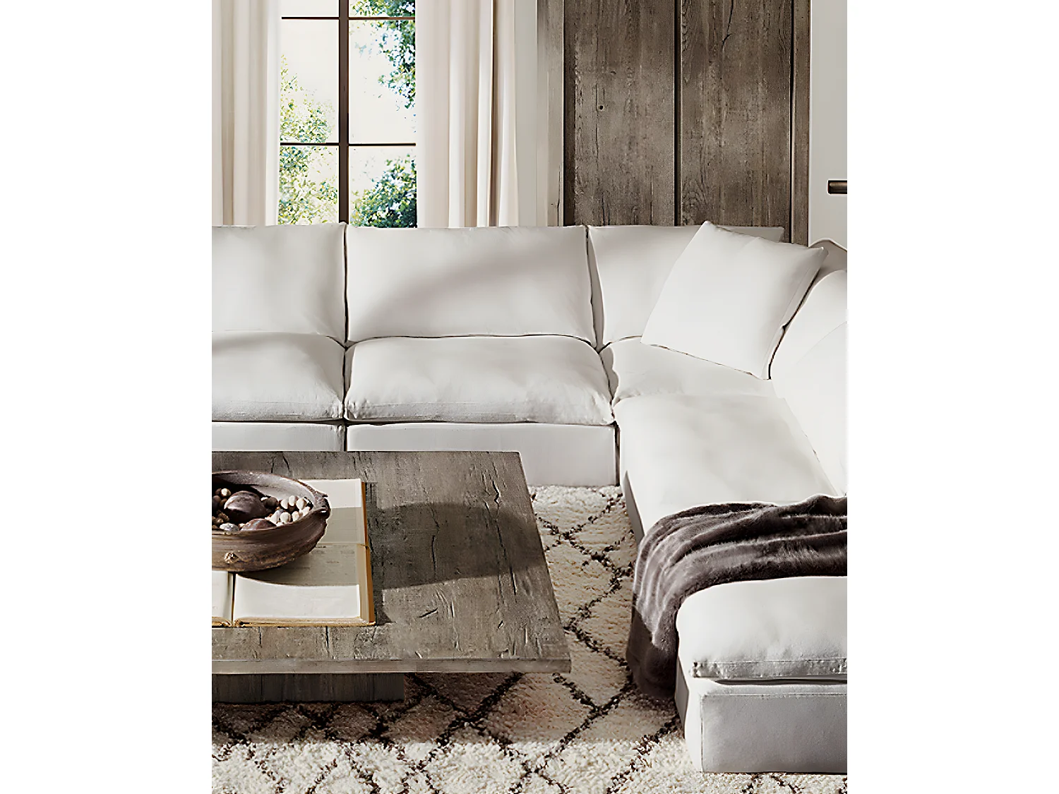 Cloud - Canapé d'angle modulable en lin blanc