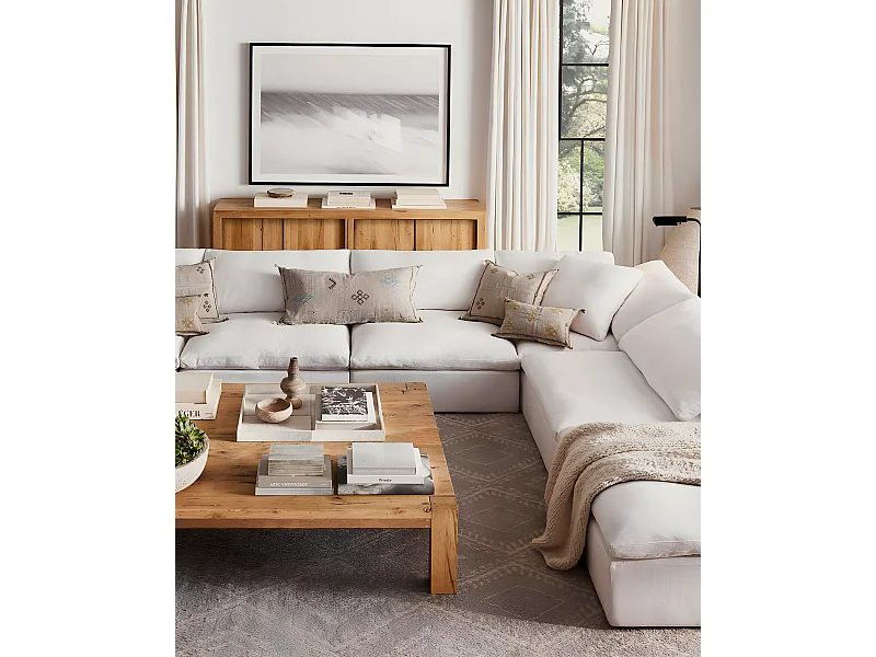 Cloud - Canapé d'angle modulable en lin blanc