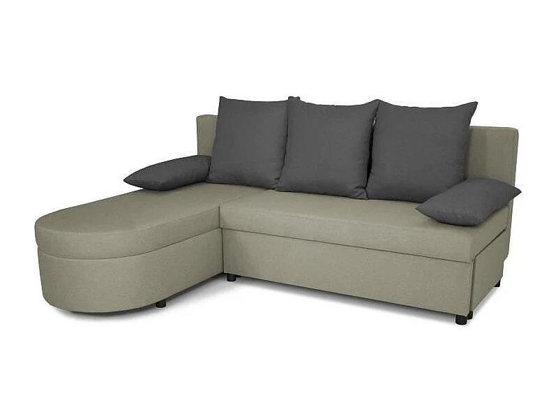 JEN 3-zits omkeerbare hoekbank - Grijze stof - 196 x 88 x 159 cm