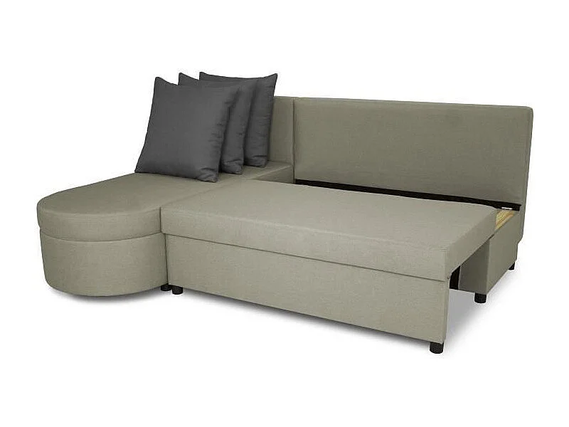 JEN 3-zits omkeerbare hoekbank - Grijze stof - 196 x 88 x 159 cm