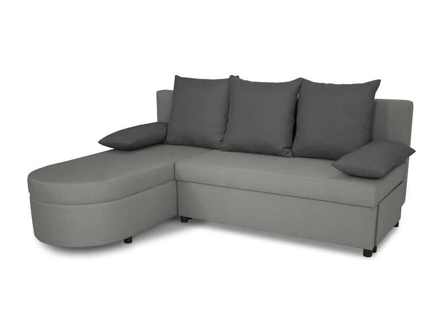 Canapé d'angle convertible réversible 3 places JEN - Tissu Gris - 196 x 88 x 159 cm
