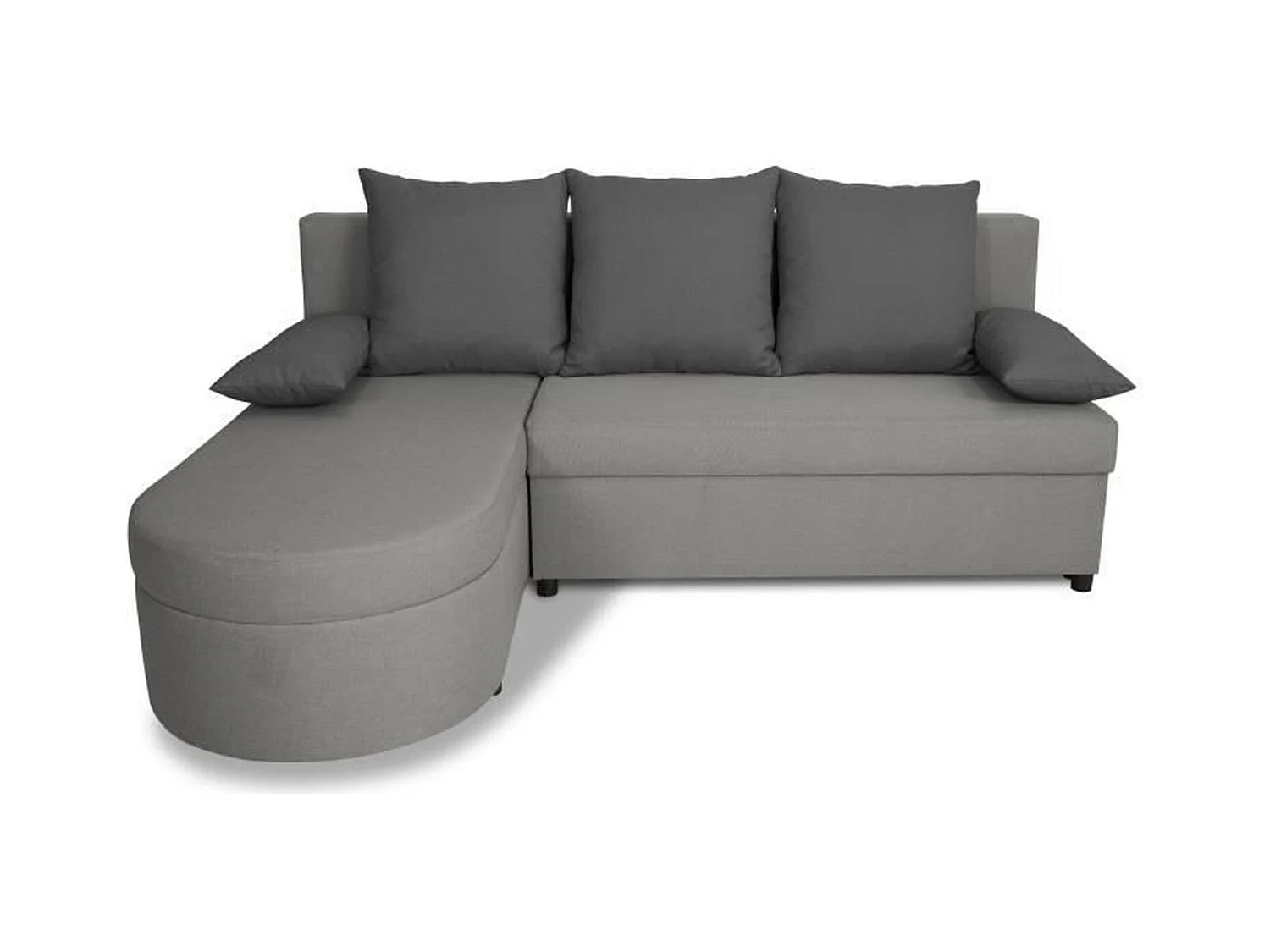 Canapé d'angle convertible réversible 3 places JEN - Tissu Gris - 196 x 88 x 159 cm