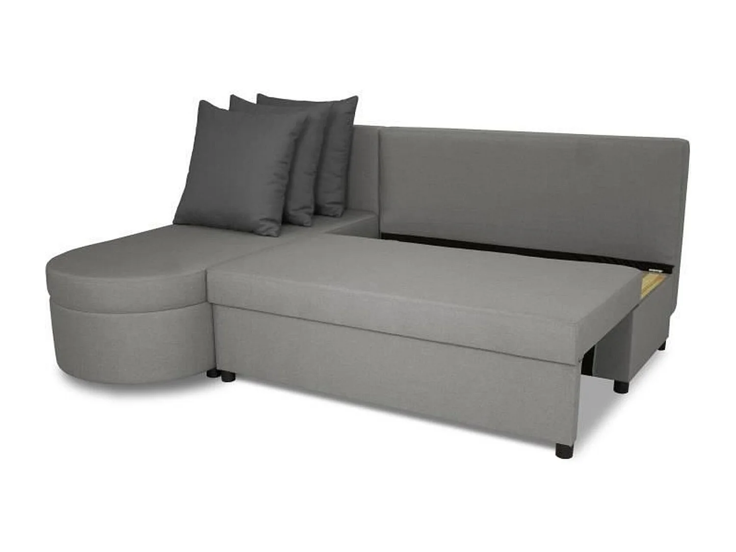 Canapé d'angle convertible réversible 3 places JEN - Tissu Gris - 196 x 88 x 159 cm
