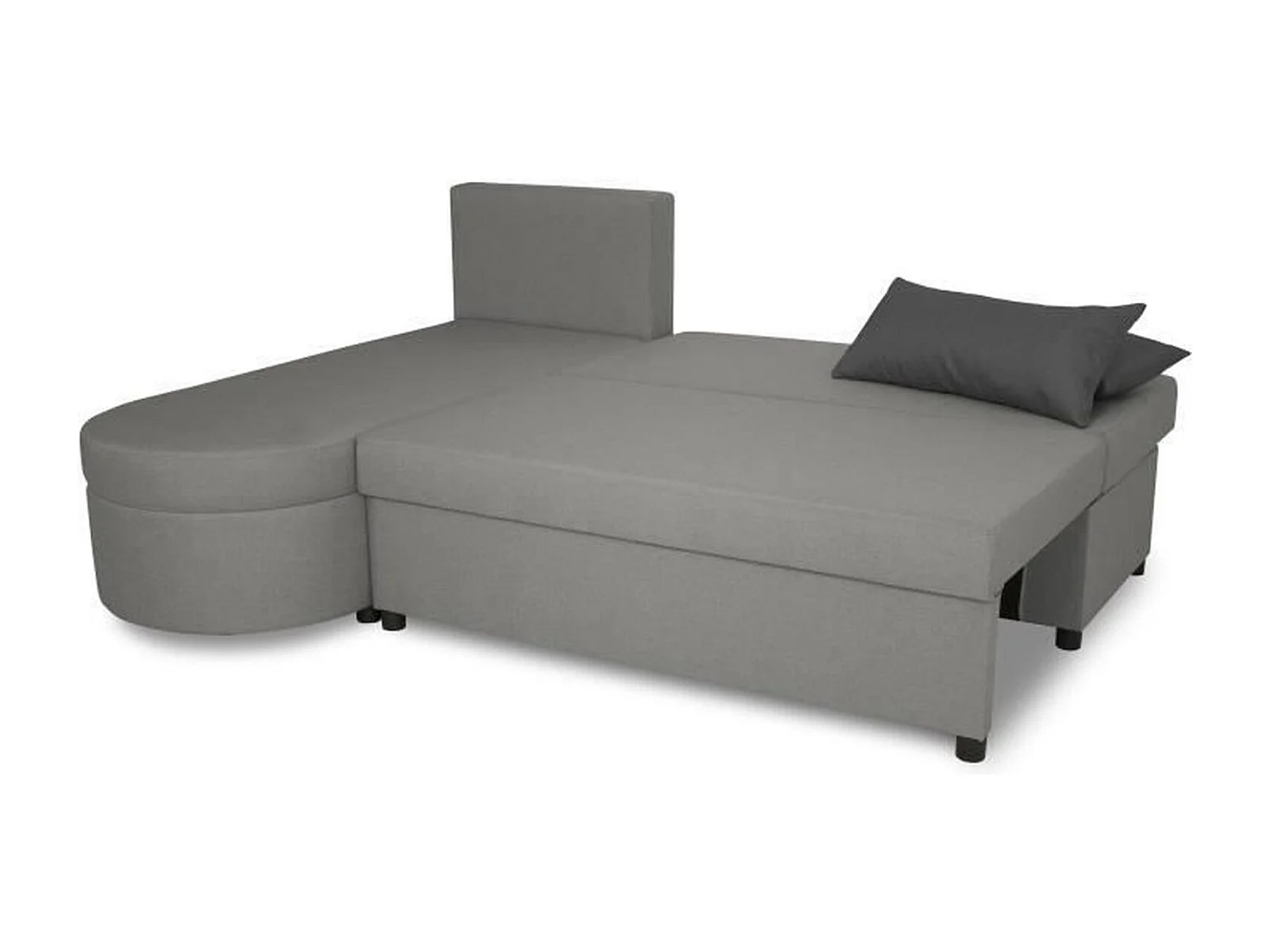 Canapé d'angle convertible réversible 3 places JEN - Tissu Gris - 196 x 88 x 159 cm
