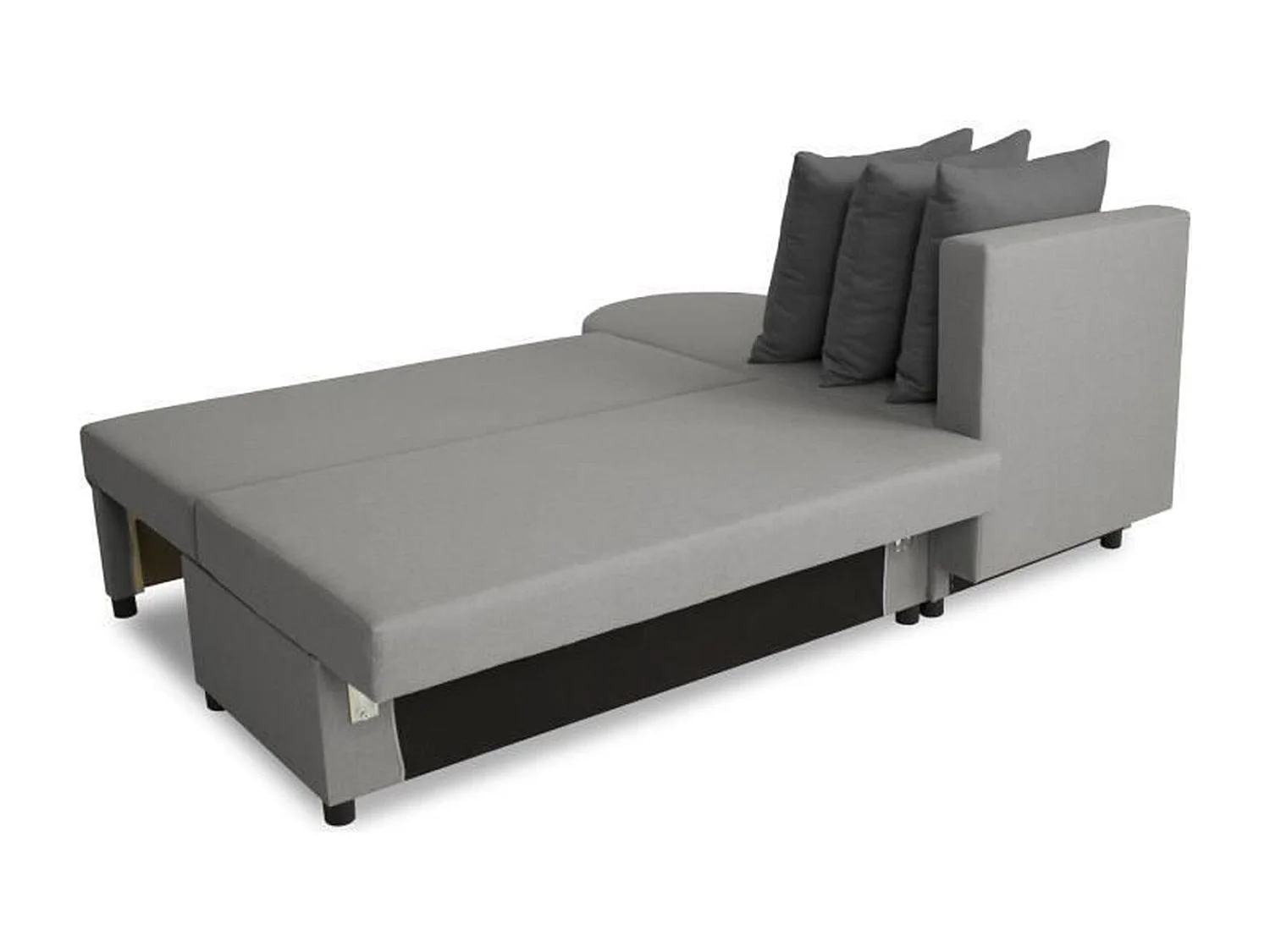 Canapé d'angle convertible réversible 3 places JEN - Tissu Gris - 196 x 88 x 159 cm