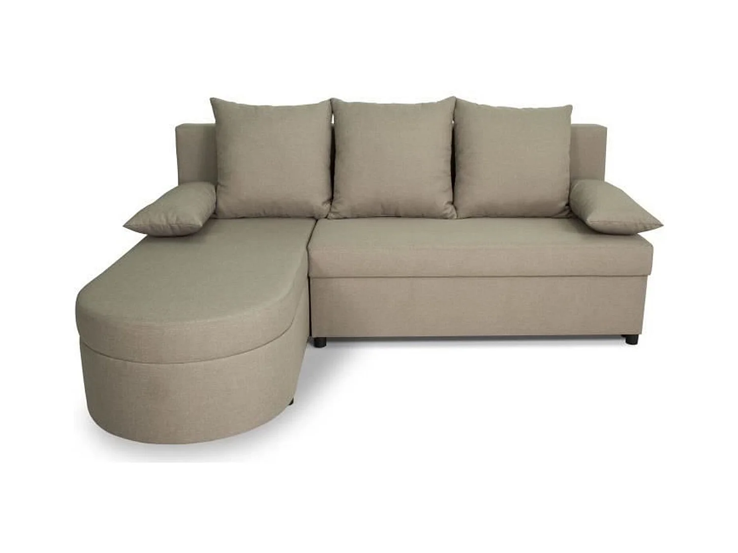 Canapé d'angle convertible réversible 3 places JEN - Tissu Beige - 196 x 88 x 159 cm