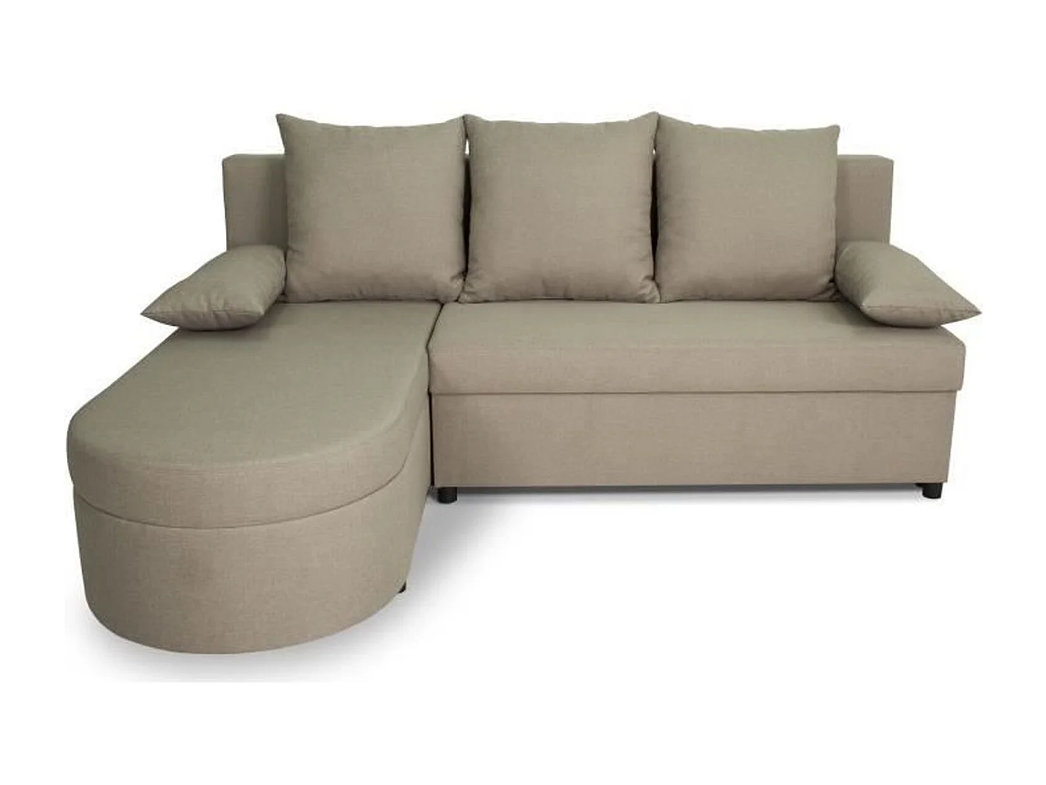 Canapé d'angle convertible réversible 3 places JEN - Tissu Beige - 196 x 88 x 159 cm