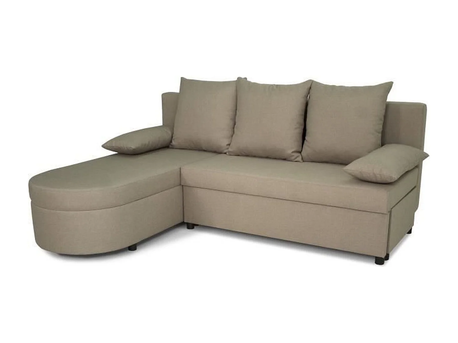 Canapé d'angle convertible réversible 3 places JEN - Tissu Beige - 196 x 88 x 159 cm