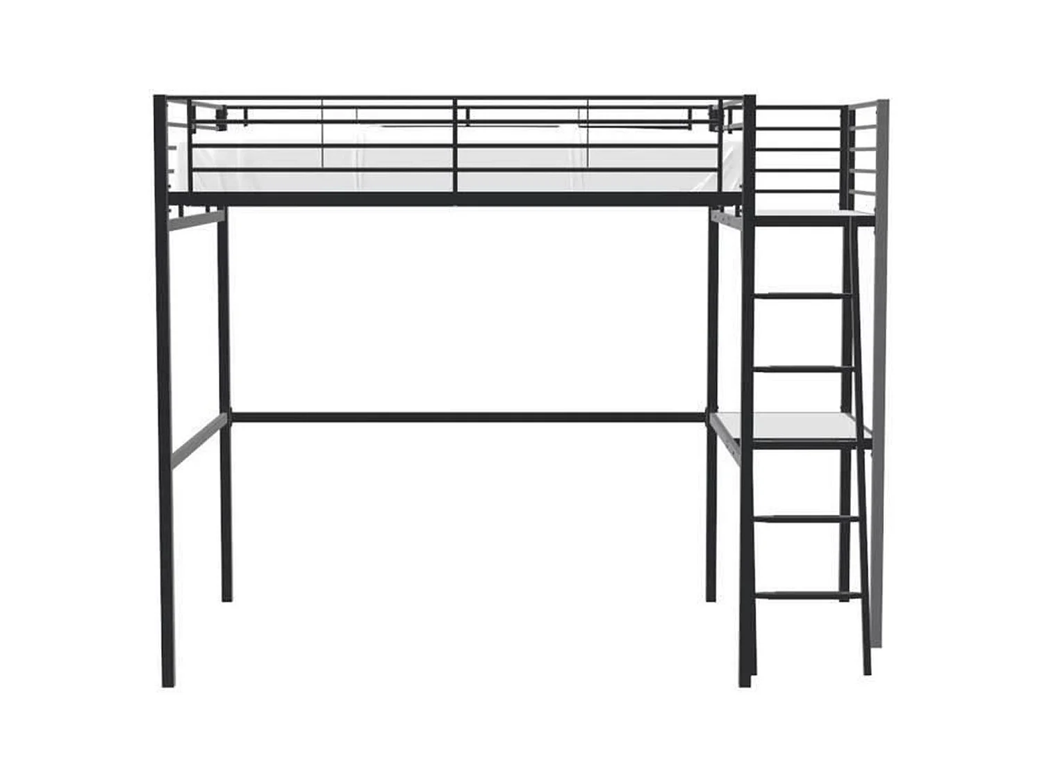 Litera OXFORD con Escritorio Integrado de Metal Negro 140x190 cm - Somier Incluido