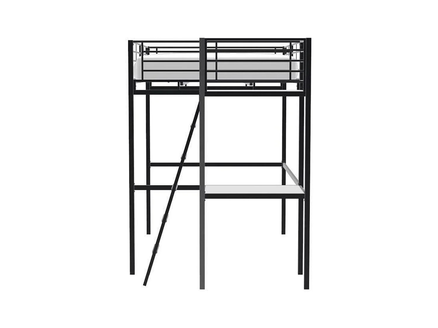 Litera OXFORD con Escritorio Integrado de Metal Negro 140x190 cm - Somier Incluido