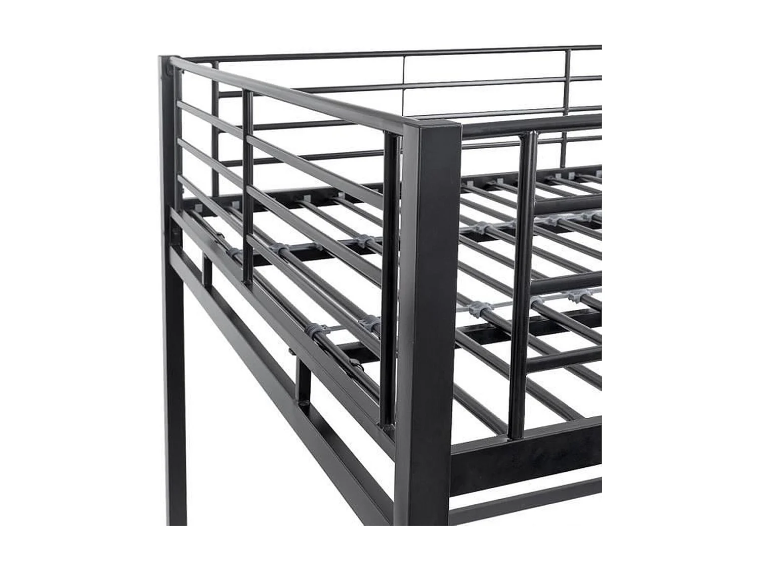 Lit mezzanine avec bureau en métal époxy - Noir - Sommier inclus - 140 x 190 cm - OXFORD