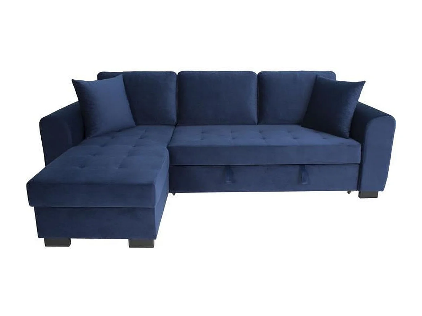 Canapé d'angle convertible AUCUNE HAMILTON 4 places - Couchage 140 x 200 - Coffre - Velours bleu