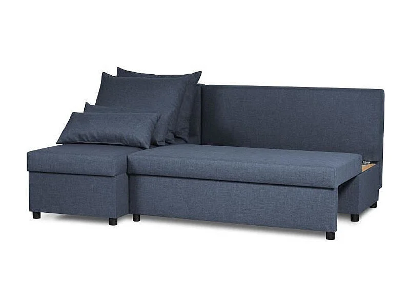 Omkeerbare hoekbank – Blauwe stof – 192 x 143 x 79 cm