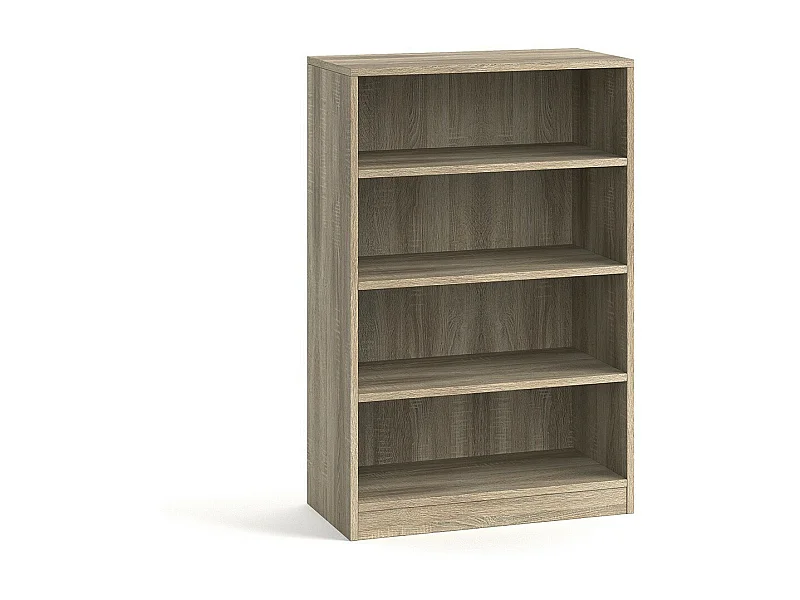 Bibliothèque large design 3 étagères, coloris chêne clair collection TOLLY