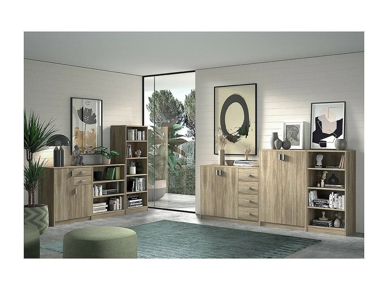 Bibliothèque  design 3 étagères, coloris chêne clair collection TOLLY