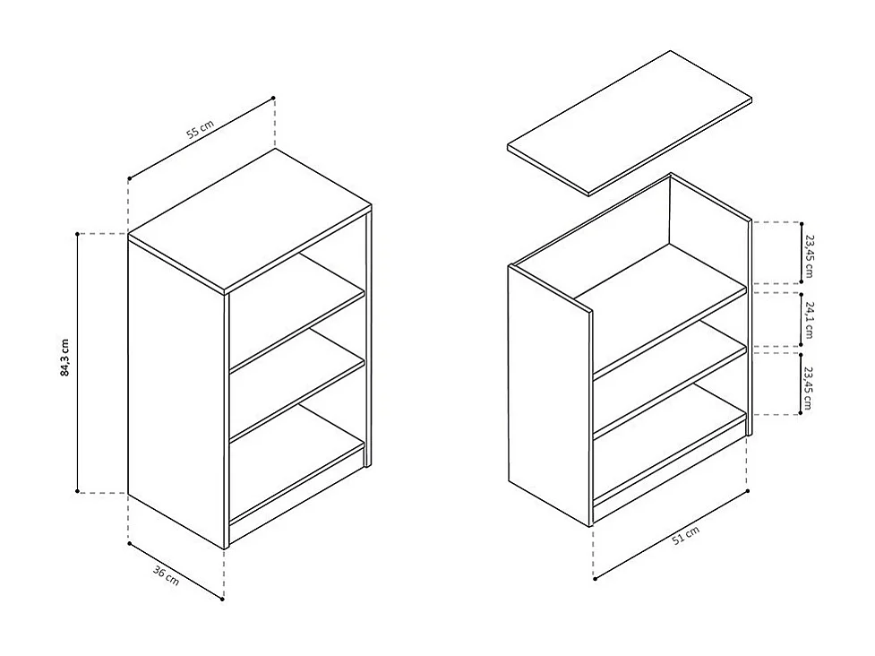 Petite bibliothèque design 2 étagères, coloris chêne clair collection TOLLY