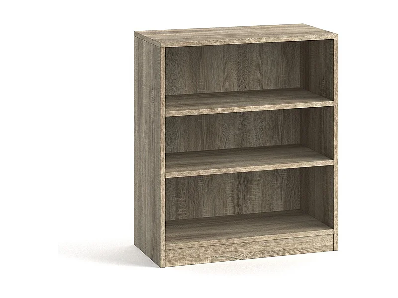 Bibliothèque large design 2 étagères, coloris chêne clair collection TOLLY