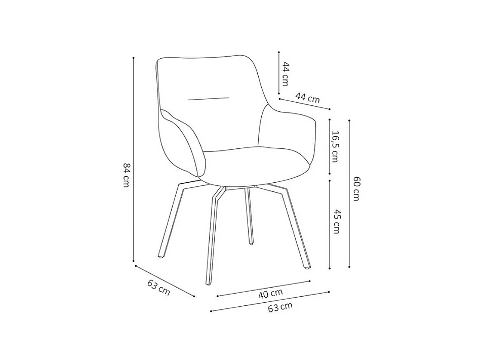 Chaise MADO Pivotant Velours côtelé Gris, dimension H84 x L63 x P63, idéal pour votre cuisine ou salle à manger