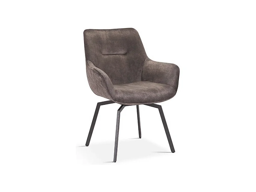 Draaibare fluwelen stoel MADO in taupe, afmetingen H84 x B63 x D63, ideaal voor uw keuken of eetkamer.