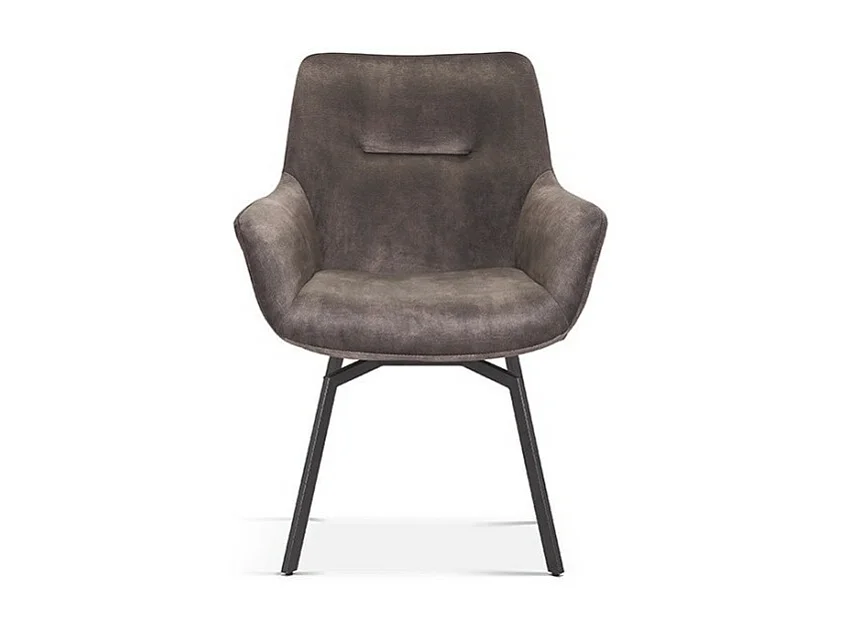 Draaibare fluwelen stoel MADO in taupe, afmetingen H84 x B63 x D63, ideaal voor uw keuken of eetkamer.