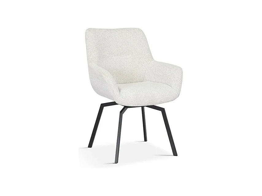 Drehstuhl MADO in Ecru-Stoff, Maße H84 x L63 x P63, ideal für Ihre Küche oder Ihr Esszimmer.