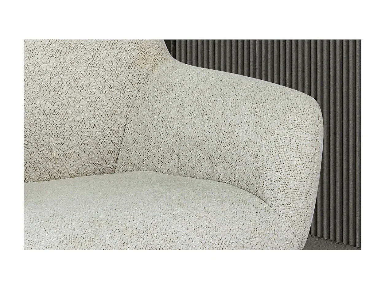 Chaise MADO – Pivotante – Tissu écru – Structure métal noir – H84 x L63 x P63 cm