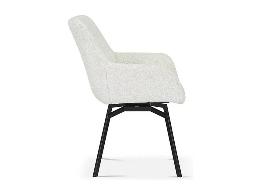 Chaise MADO – Pivotante – Tissu écru – Structure métal noir – H84 x L63 x P63 cm