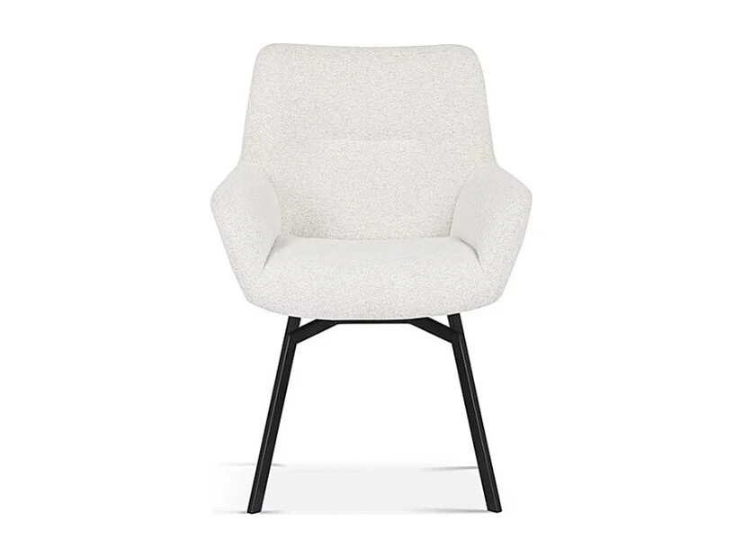Chaise MADO – Pivotante – Tissu écru – Structure métal noir – H84 x L63 x P63 cm