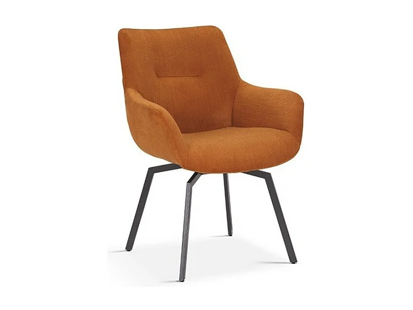 Chaise MADO Pivotant Velours côtelé Orange, dimension H84 x L63 x P63, idéal pour votre cuisine ou salle à manger