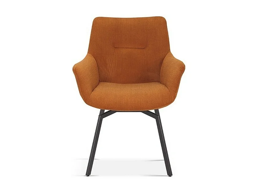 Chaise MADO Pivotant Velours côtelé Orange, dimension H84 x L63 x P63, idéal pour votre cuisine ou salle à manger