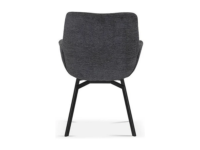 Chaise MADO – Pivotante – Tissu gris foncé – Pieds métal noir – H84 x L63 x P63 cm