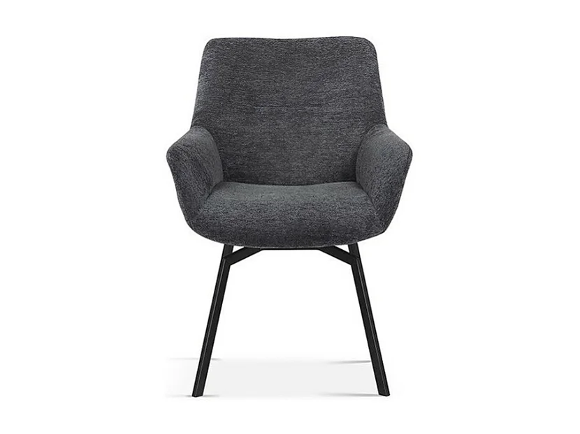 Chaise MADO – Pivotante – Tissu gris foncé – Pieds métal noir – H84 x L63 x P63 cm