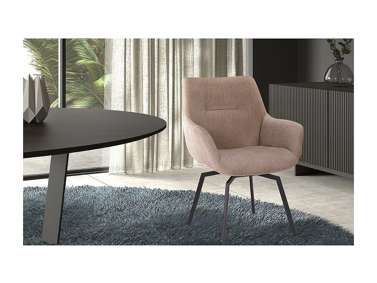 Drehstuhl MADO aus Beigem Cord-Samt, Maße H84 x L63 x T63, ideal für Ihre Küche oder Esszimmer.