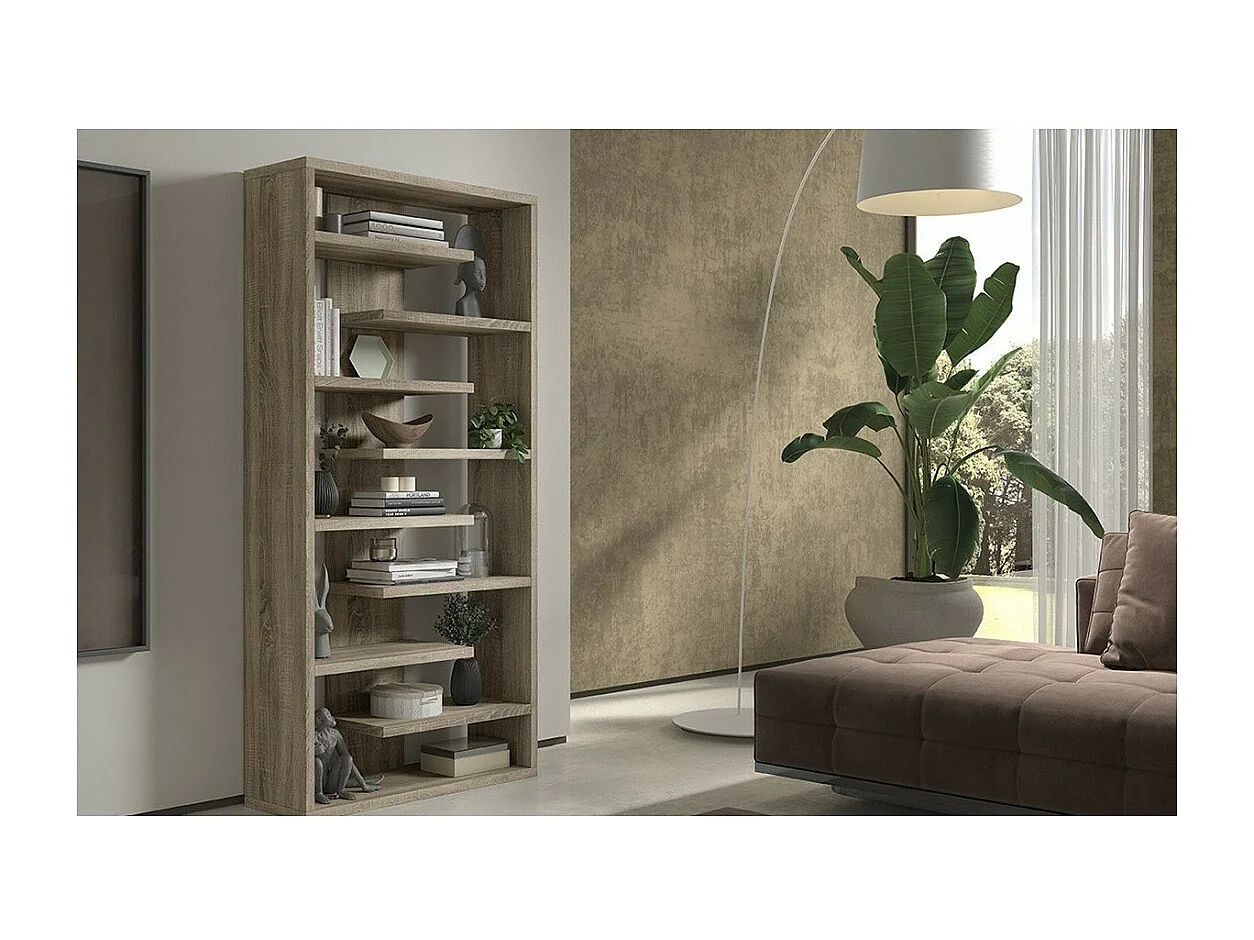 Bibliothèque large design, coloris bois collection MIRE