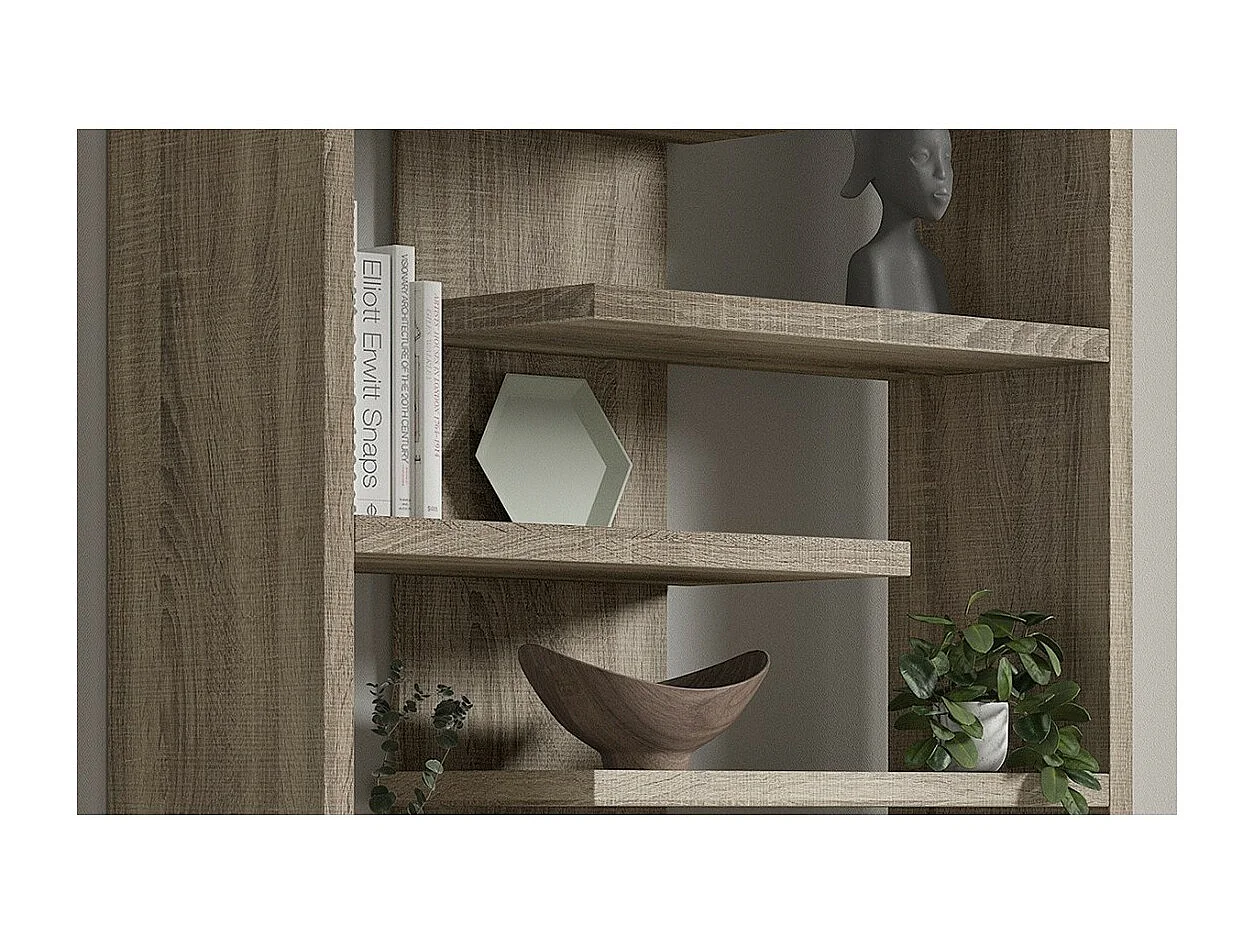 Bibliothèque large design, coloris bois collection MIRE