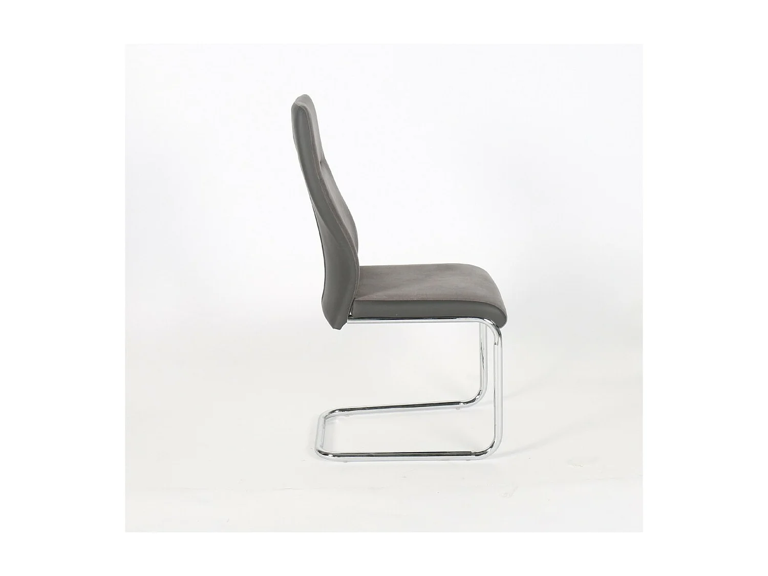 Chaise OLIVIER design en métal et tissu coloris gris - Lot de 4