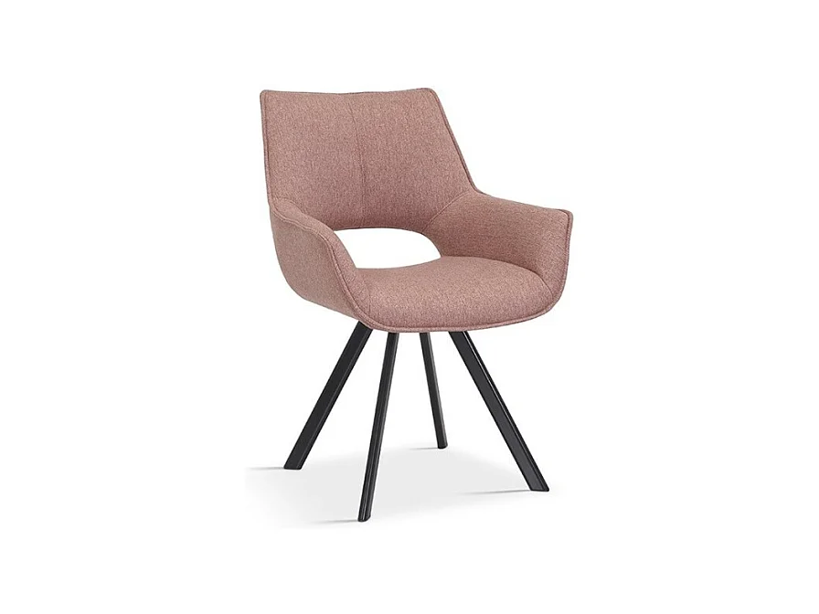Chaise TIMOTE – Tissu rose – Pieds métal noir – H86,5 x L61 x P64 cm