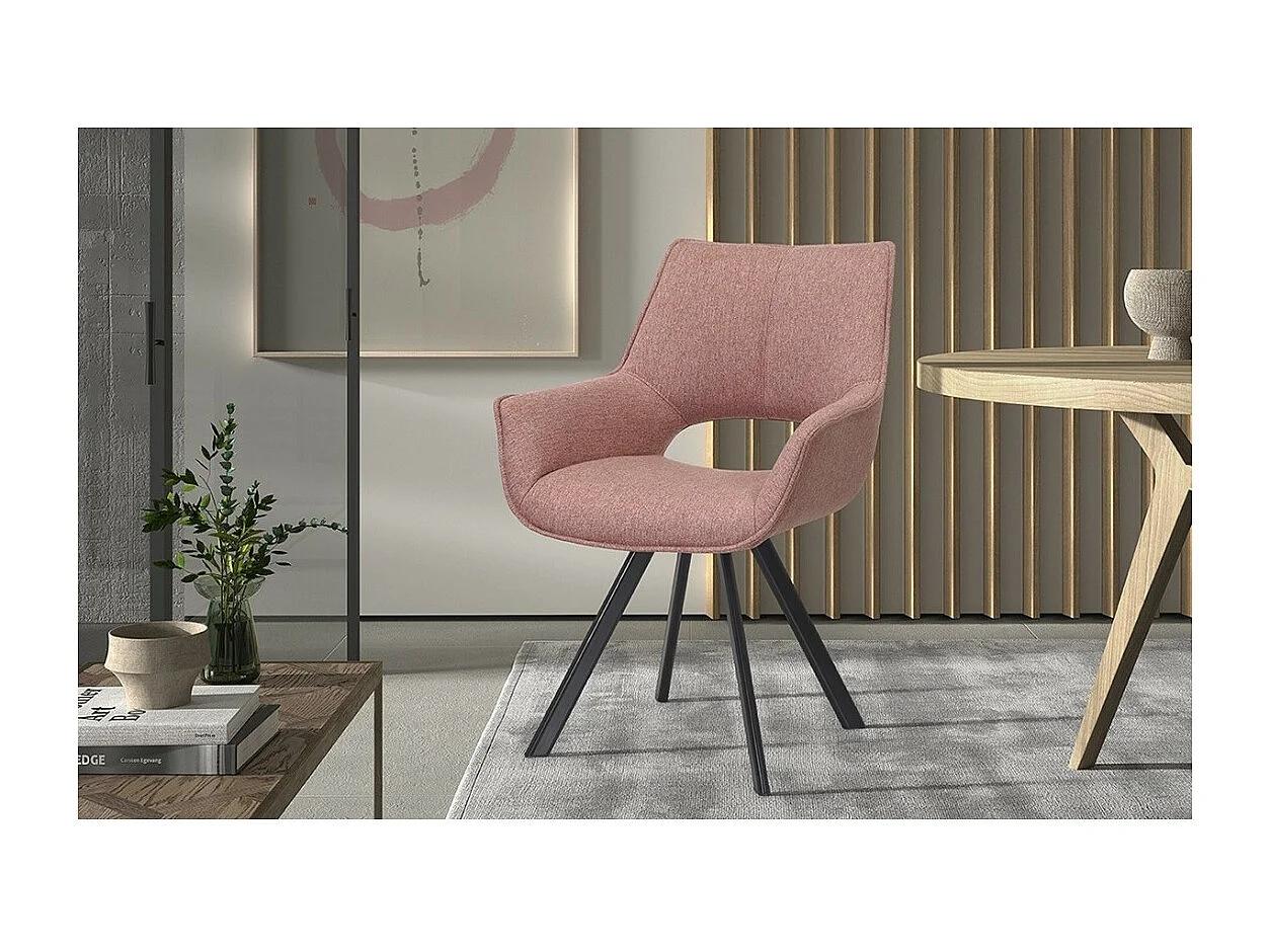 Cadeira TIMOTE Tecido Rosa, dimensões A86,5 x L61 x P64, ideal para a sua cozinha ou sala de jantar.