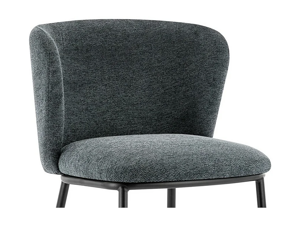 Chaise ARTHUS – Tissu gris foncé – Structure métal noir – H76 x L52 x P54 cm